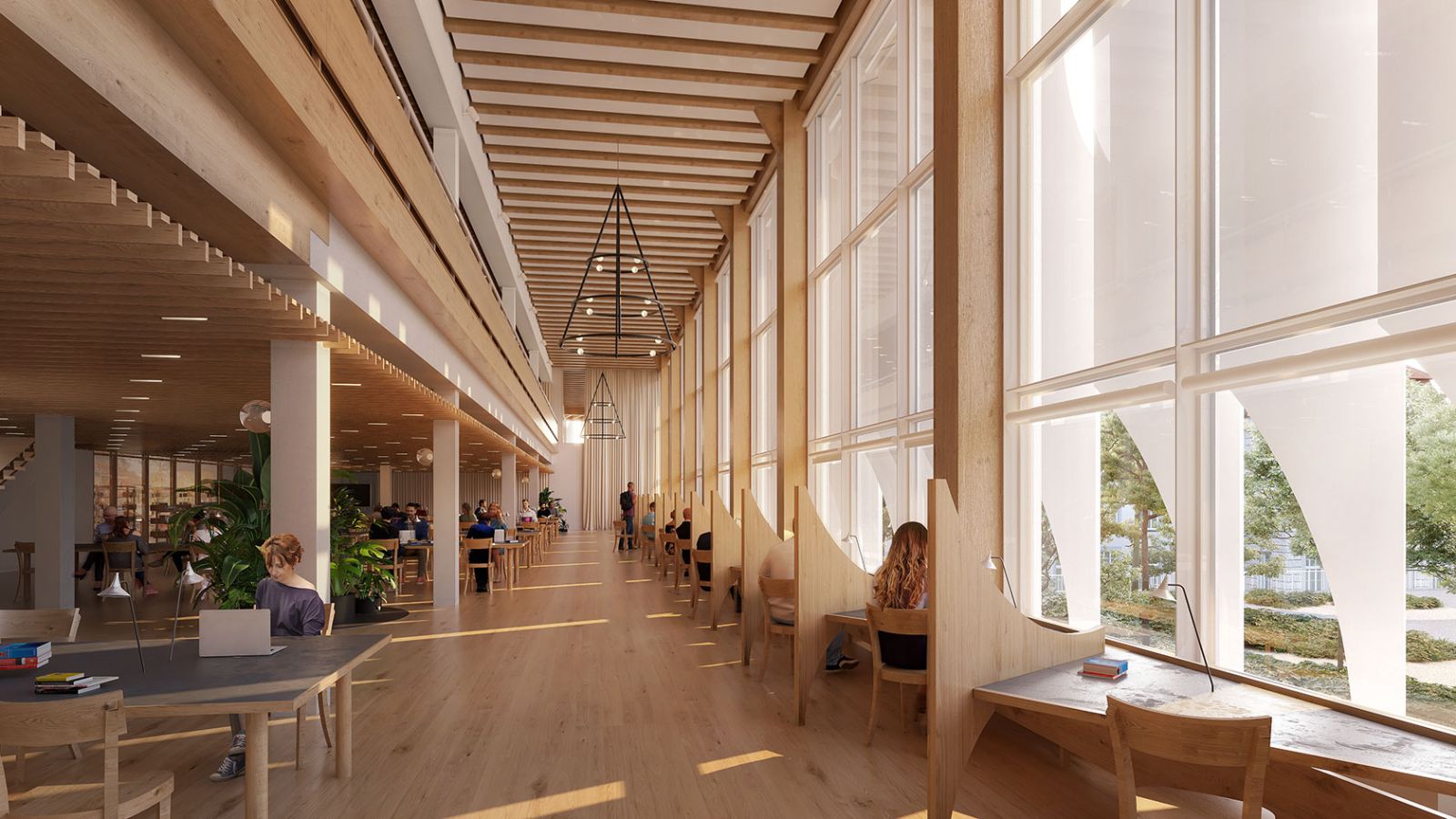 Study alone or in a group: the two-storey reading room in the library offers more than 700 workstations.